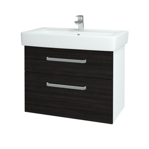 Dřevojas - Koupelnová skříň Q MAX SZZ2 80 - N01 Bílá lesk / Úchytka T01 / D14 Basalt (149116A)