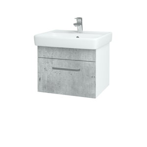 Dřevojas - Koupelnová skříň Q UNO SZZ 55 - N01 Bílá lesk / Úchytka T01 / D16 Beton tmavý (208325A)