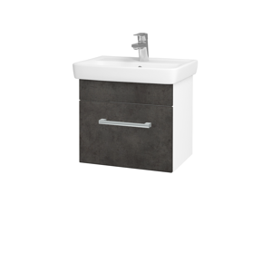 Dřevojas - Koupelnová skříň SOLO SZZ 50 - N01 Bílá lesk / Úchytka T03 / D16 Beton tmavý (205324C)