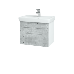 Dřevojas - Koupelnová skříň SOLO SZZ 55 - N01 Bílá lesk / Úchytka T02 / D01 Beton (150112B)