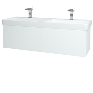 Dřevojas - Koupelnová skříň VARIANTE SZZ2 130 - N01 Bílá lesk / L01 Bílá vysoký lesk (165017)