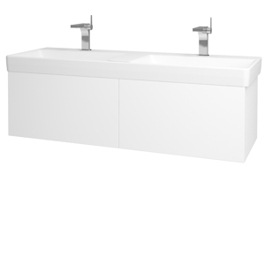 Dřevojas - Koupelnová skříň VARIANTE SZZ2 130 - N01 Bílá lesk / M01 Bílá mat (196066)