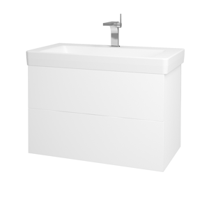 Dřevojas - Koupelnová skříň VARIANTE SZZ2 85 - N01 Bílá lesk / M01 Bílá mat (195465)