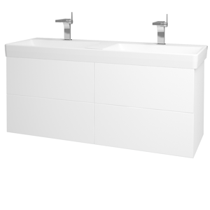 Dřevojas - Koupelnová skříň VARIANTE SZZ4 130 - N01 Bílá lesk / M01 Bílá mat (196240)