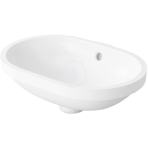 DURAVIT - Bathroom_Foster Bezotvorové umývadlo s prepadom, 430 mm x 280 mm, biele – umývadlo, s WonderGliss (03364300001)