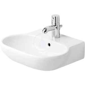 DURAVIT - Bathroom_Foster Jednootvorové umývátko s přepadem, 470 mm x 390 mm, bílé, Jednootvorové umývadielko s prepadom, 470 mm x 390 mm, biele – umývadielko, s WonderGliss (04194700001)