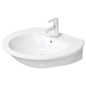 DURAVIT - Darling New Umývadlo s prepadom, 650 mm x 540 mm, biele – jednootvorové umývadlo, s WonderGliss (26216500001)