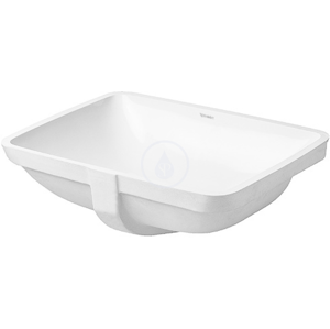 DURAVIT - Starck 3 Bezotvorové umývadlo s prepadom, 490 mm x 365 mm, biele – umývadlo, s WonderGliss 03054900001