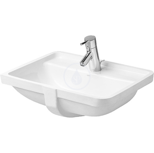DURAVIT - Starck 3 Jednootvorové umývadlo s prepadom, 490 mm x 365 mm, biele – umývadlo, s WonderGliss (03024900001)