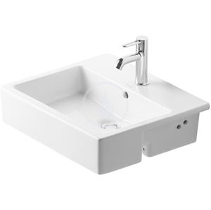 DURAVIT - Vero Umývadlo s prepadom, 550 mm x 470 mm, biele – trojotvorové umývadlo, s WonderGliss (03145500301)