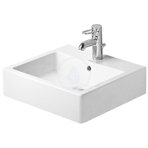 DURAVIT - Vero Umývadlo s prepadom, brúsené, 500 mm x 470 mm, biele – jednootvorové umývadlo, s WonderGliss (04545000271)
