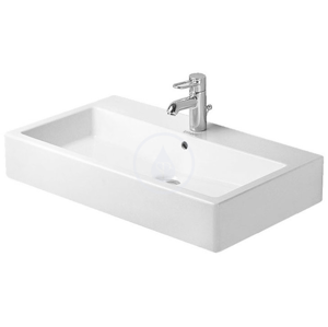 DURAVIT - Vero Umývadlo s prepadom, brúsené, 800 mm x 470 mm, biele – trojotvorové umývadlo, s WonderGliss (04548000251)