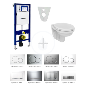 GEBERIT - Duofix Modul na závesné WC s tlačidlom Sigma30, matný chróm/chróm + Ideal Standard Quarzo - WC a doska 111.300.00.5 NR7