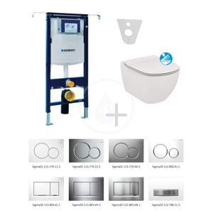 GEBERIT - Duofix Modul na závesné WC s tlačidlom Sigma30, biela/lesklý chróm + Ideal Standard Tesi - WC a doska, Rimless, SoftClose 111.355.00.5 NE5