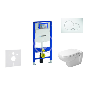 GEBERIT - Duofix Modul na závesné WC s tlačidlom Sigma01, alpská biela + Duravit D-Code - WC a doska, Rimless, SoftClose 111.300.00.5 NH1