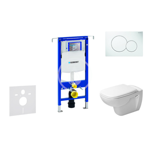 GEBERIT - Duofix Modul na závesné WC s tlačidlom Sigma01, alpská biela + Duravit D-Code - WC a doska, Rimless, SoftClose 111.355.00.5 NH1
