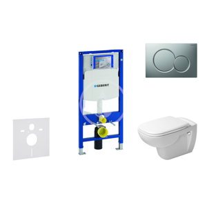 GEBERIT - Duofix Modul na závesné WC s tlačidlom Sigma01, matný chróm + Duravit D-Code - WC a doska, Rimless, SoftClose 111.300.00.5 NH3