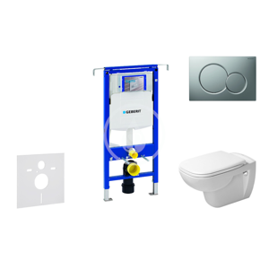 GEBERIT - Duofix Modul na závesné WC s tlačidlom Sigma01, matný chróm + Duravit D-Code - WC a doska, Rimless, SoftClose 111.355.00.5 NH3