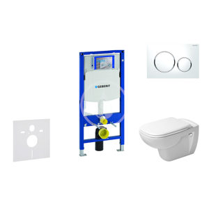GEBERIT - Duofix Modul na závesné WC s tlačidlom Sigma20, biela/lesklý chróm +  Duravit D-Code - WC a doska, Rimless, SoftClose 111.300.00.5 NH4
