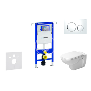 GEBERIT - Duofix Modul na závesné WC s tlačidlom Sigma20, biela/lesklý chróm + Duravit D-Code - WC a doska, Rimless, SoftClose 111.355.00.5 NH4