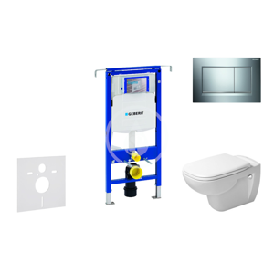 GEBERIT - Duofix Modul na závesné WC s tlačidlom Sigma30, lesklý chróm/chróm mat + Duravit D-Code - WC a doska, Rimless, SoftClose 111.355.00.5 NH6