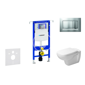 GEBERIT - Duofix Modul na závesné WC s tlačidlom Sigma30, matný chróm/chróm + Duravit D-Code - WC a doska, Rimless, SoftClose 111.355.00.5 NH7