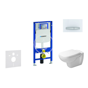 GEBERIT - Duofix Modul na závesné WC s tlačidlom Sigma50, alpská biela + Duravit D-Code - WC a doska, Rimless, SoftClose 111.300.00.5 NH8