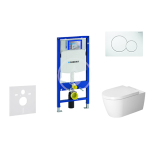 GEBERIT - Duofix Modul na závesné WC s tlačidlom Sigma01, alpská biela + Duravit ME by Starck - WC a doska, Rimless, SoftClose 111.300.00.5 NM1