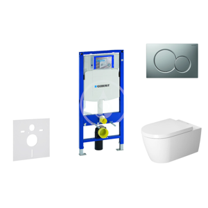 GEBERIT - Duofix Modul na závesné WC s tlačidlom Sigma01, matný chróm + Duravit ME by Starck - WC a doska, Rimless, SoftClose 111.300.00.5 NM3