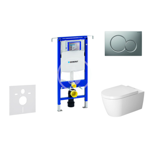 GEBERIT - Duofix Modul na závesné WC s tlačidlom Sigma01, matný chróm + Duravit ME by Starck - WC a doska, Rimless, SoftClose 111.355.00.5 NM3