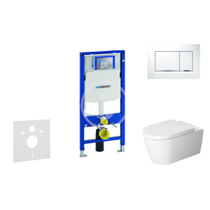 GEBERIT - Duofix Modul na závesné WC s tlačidlom Sigma30, biela/lesklý chróm + Duravit ME by Starck - WC a doska, Rimless, SoftClose 111.300.00.5 NM5