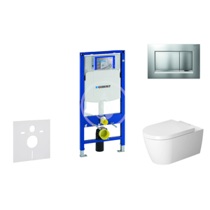 GEBERIT - Duofix Modul na závesné WC s tlačidlom Sigma30, matný chróm/chróm + Duravit ME by Starck - WC a doska, Rimless, SoftClose 111.300.00.5 NM7