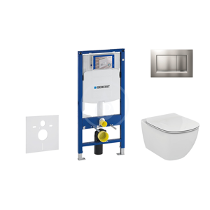 GEBERIT - Duofix Modul na závesné WC s tlačidlom Sigma30, matný chróm/chróm + Ideal Standard Tesi - WC a doska, Rimless, SoftClose 111.300.00.5 NE7