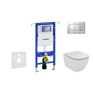 GEBERIT - Duofix Modul na závesné WC s tlačidlom Sigma30, matný chróm/chróm + Ideal Standard Tesi - WC a doska, Aquablade, SoftClose 111.355.00.5 NU7