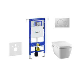 GEBERIT - Duofix Modul na závesné WC s tlačidlom Sigma01, matný chróm + Tece One - sprchovacia toaleta a doska, Rimless, SoftClose 111.355.00.5 NT3