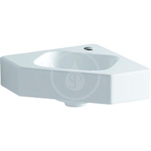 GEBERIT - iCon Rohové umývadielko bez prepadu, 460 mm x 330 mm, biele - jednootvorové umývadielko, s KeraTect (124729600)