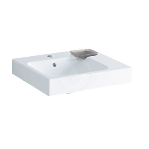 GEBERIT - iCon Umývadlo, 500 mm x 485 mm, biele - jednootvorové umývadlo, pravé, s KeraTect (124050600)