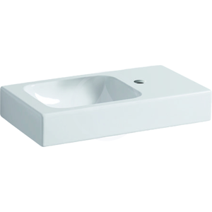 GEBERIT - iCon xs Umývadlo, 530 mm x 310 mm, biele - jednootvorové umývadlo, pravé, s KeraTect (124053600)