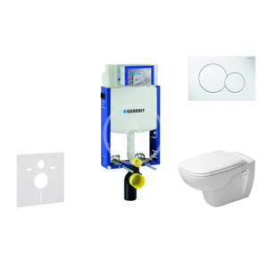 GEBERIT - Kombifix Modul na závesné WC s tlačidlom Sigma01, alpská biela + Duravit D-Code - WC a doska, Rimless, SoftClose 110.302.00.5 NH1