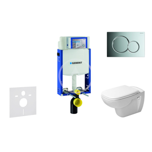 GEBERIT - Kombifix Modul na závesné WC s tlačidlom Sigma01, lesklý chróm + Duravit D-Code - WC a doska, Rimless, SoftClose 110.302.00.5 NH2