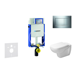 GEBERIT - Kombifix Modul na závesné WC s tlačidlom Sigma30, lesklý chróm/chróm mat + Duravit D-Code - WC a doska, Rimless, SoftClose 110.302.00.5 NH6