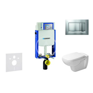 GEBERIT - Kombifix Modul na závesné WC s tlačidlom Sigma30, matný chróm/chróm + Duravit D-Code - WC a doska, Rimless, SoftClose 110.302.00.5 NH7