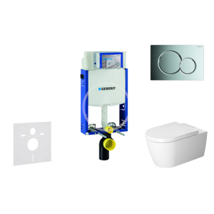 GEBERIT - Kombifix Modul na závesné WC s tlačidlom Sigma01, lesklý chróm + Duravit ME by Starck - WC a doska, Rimless, SoftClose 110.302.00.5 NM2