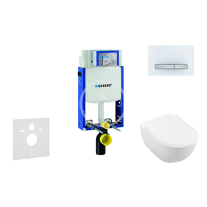 GEBERIT - Kombifix Modul na závesné WC s tlačidlom Sigma50, alpská biela + Villeroy Boch - WC a doska, DirectFlush, SoftClose, CeramicPlus 110.302.00.5 NI8