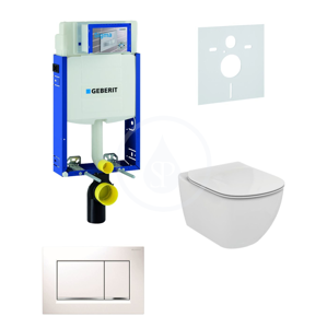 GEBERIT - Kombifix Modul na závesné WC s tlačidlom Sigma30, biela/lesklý chróm + Ideal Standard Tesi - WC a doska 110.302.00.5 NF5