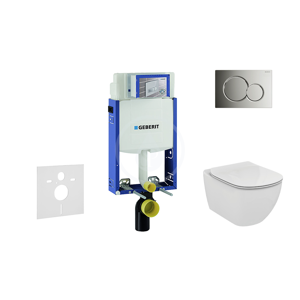 GEBERIT - Kombifix Modul na závesné WC s tlačidlom Sigma01, lesklý chróm + Ideal Standard Tesi - WC a doska, Rimless, SoftClose 110.302.00.5 NE2