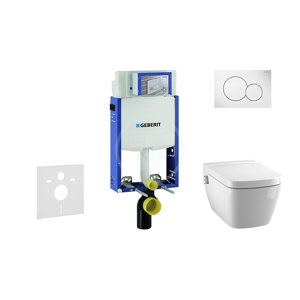 GEBERIT - Kombifix Modul na závesné WC s tlačidlom Sigma01, alpská biela + Tece One - sprchovacia toaleta a doska, Rimless, SoftClose 110.302.00.5 NT1