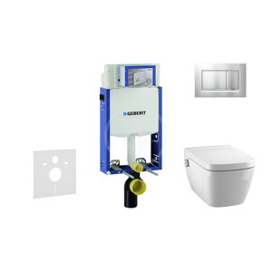 GEBERIT - Kombifix Modul na závesné WC s tlačidlom Sigma30, matný chróm/chróm + Tece One - sprchovacia toaleta a doska, Rimless, SoftClose 110.302.00.5 NT7