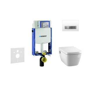 GEBERIT - Kombifix Modul na závesné WC s tlačidlom Sigma50, alpská biela + Tece One - sprchovacia toaleta a doska, Rimless, SoftClose 110.302.00.5 NT8