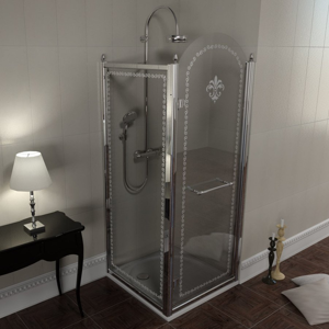 GELCO - ANTIQUE štvorcová sprchová zástena 800x800mm, otočne dvere lavé, číre sklo, chró (GQ5480L)